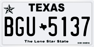 TX license plate BGU5137