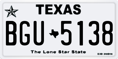TX license plate BGU5138