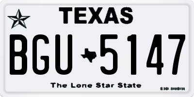 TX license plate BGU5147
