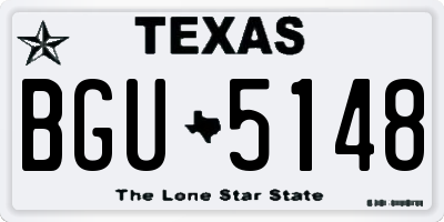 TX license plate BGU5148