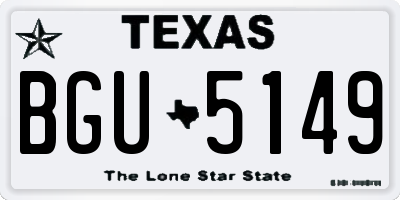 TX license plate BGU5149