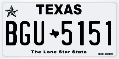 TX license plate BGU5151