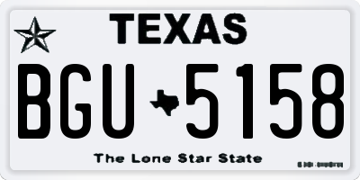 TX license plate BGU5158