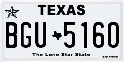 TX license plate BGU5160
