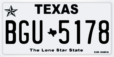TX license plate BGU5178