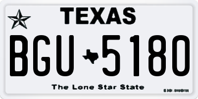 TX license plate BGU5180