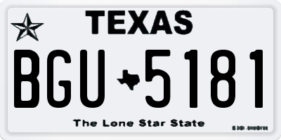 TX license plate BGU5181