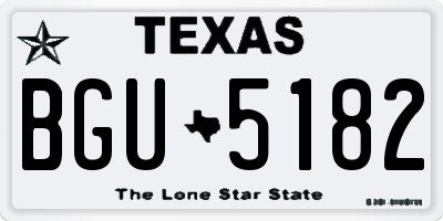TX license plate BGU5182