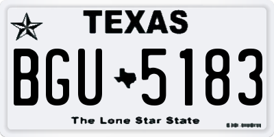 TX license plate BGU5183