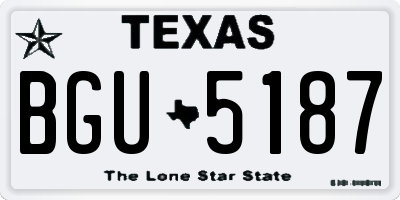 TX license plate BGU5187