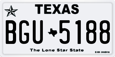 TX license plate BGU5188