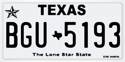 TX license plate BGU5193