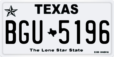 TX license plate BGU5196