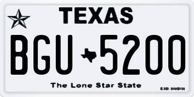 TX license plate BGU5200