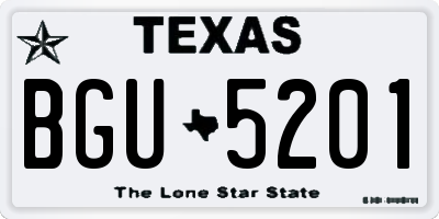 TX license plate BGU5201