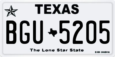 TX license plate BGU5205