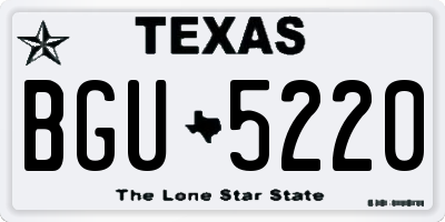 TX license plate BGU5220