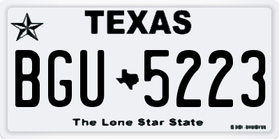 TX license plate BGU5223