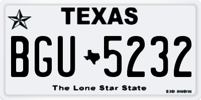 TX license plate BGU5232