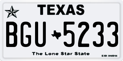 TX license plate BGU5233