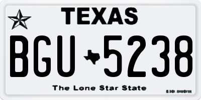 TX license plate BGU5238