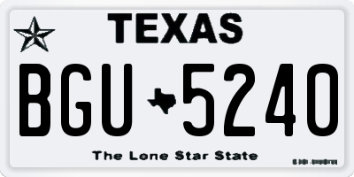 TX license plate BGU5240