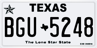 TX license plate BGU5248