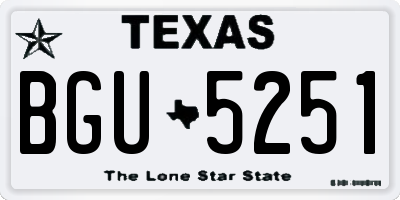 TX license plate BGU5251