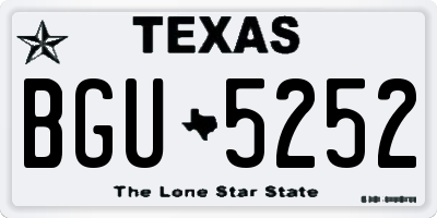 TX license plate BGU5252