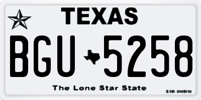 TX license plate BGU5258