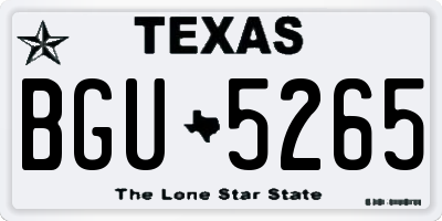 TX license plate BGU5265