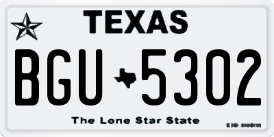 TX license plate BGU5302