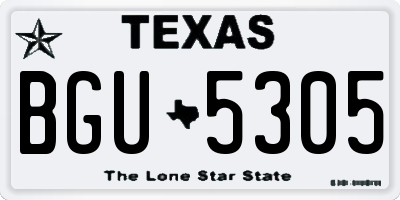 TX license plate BGU5305