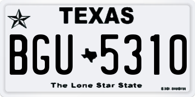 TX license plate BGU5310
