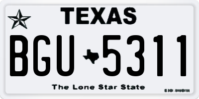 TX license plate BGU5311