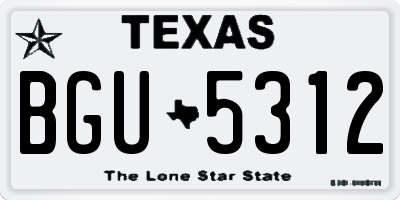 TX license plate BGU5312