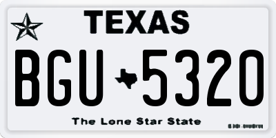 TX license plate BGU5320