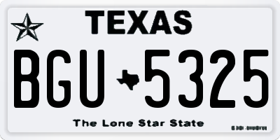 TX license plate BGU5325