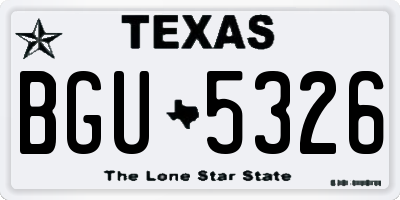 TX license plate BGU5326