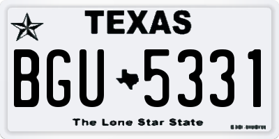 TX license plate BGU5331