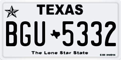 TX license plate BGU5332