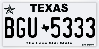 TX license plate BGU5333
