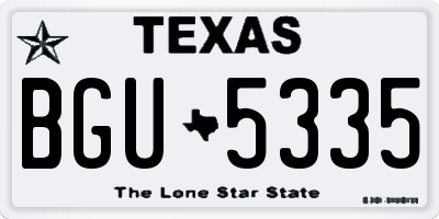 TX license plate BGU5335