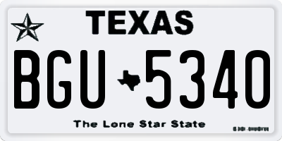 TX license plate BGU5340