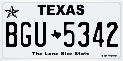 TX license plate BGU5342