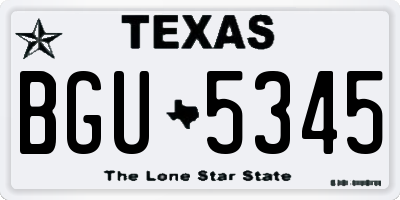 TX license plate BGU5345