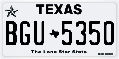 TX license plate BGU5350