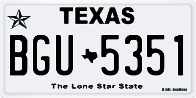 TX license plate BGU5351