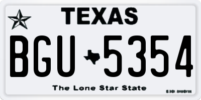 TX license plate BGU5354