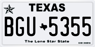 TX license plate BGU5355